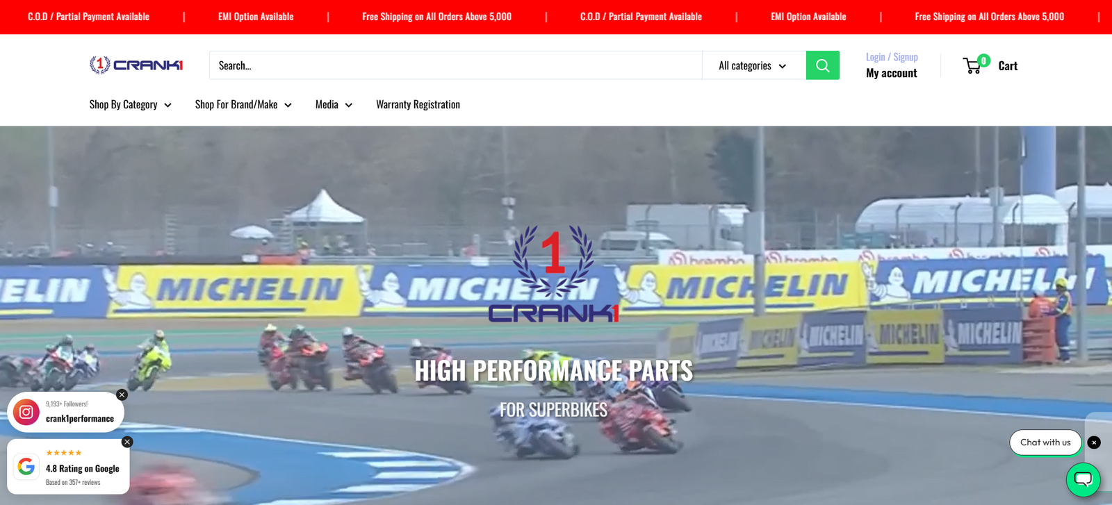 CRANK1 PERFORMANCE desktop website by EHUB