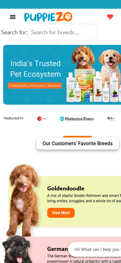 PUPPIEZO mobile website