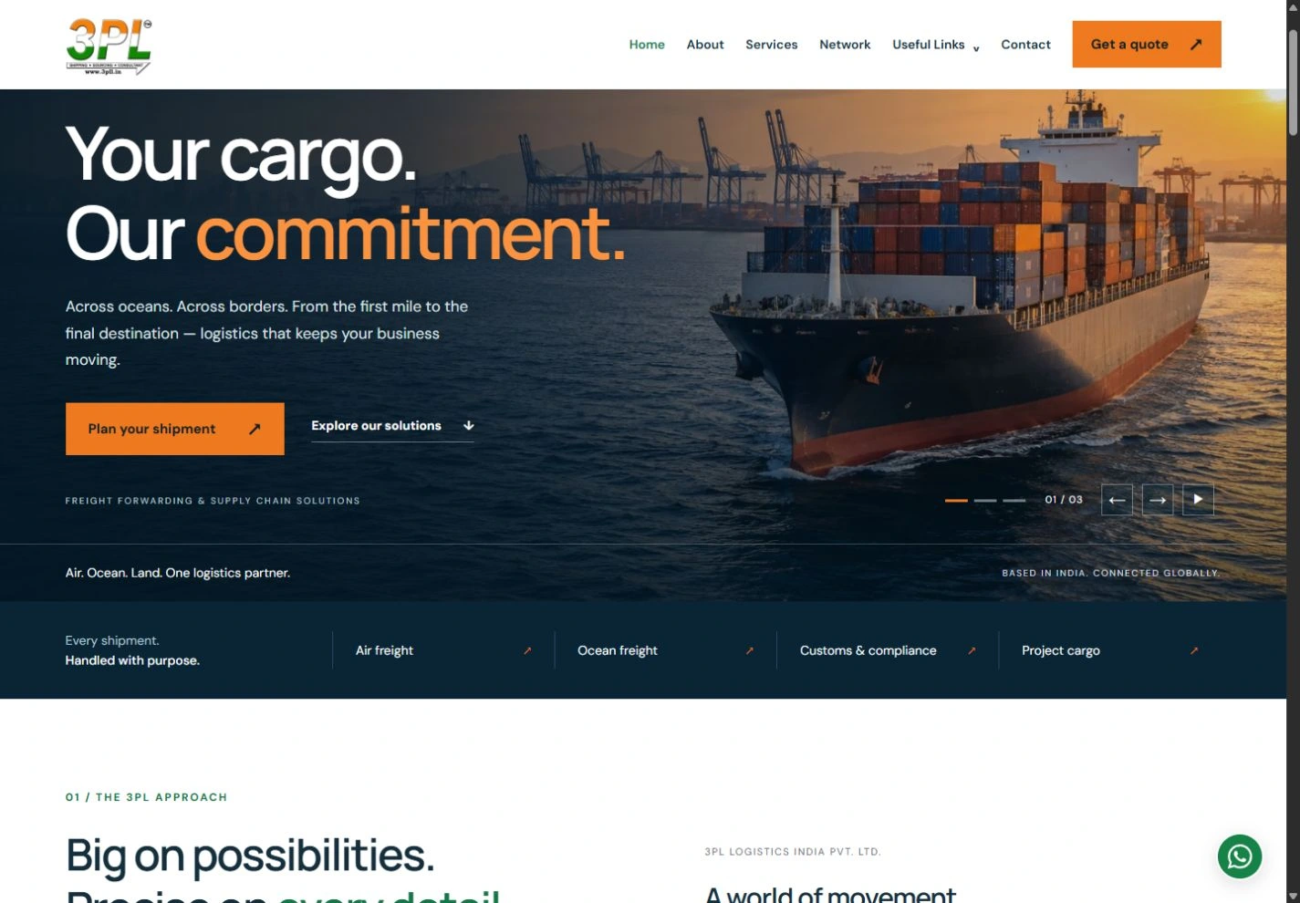 3PL LOGISTICS INDIA desktop website by EHUB