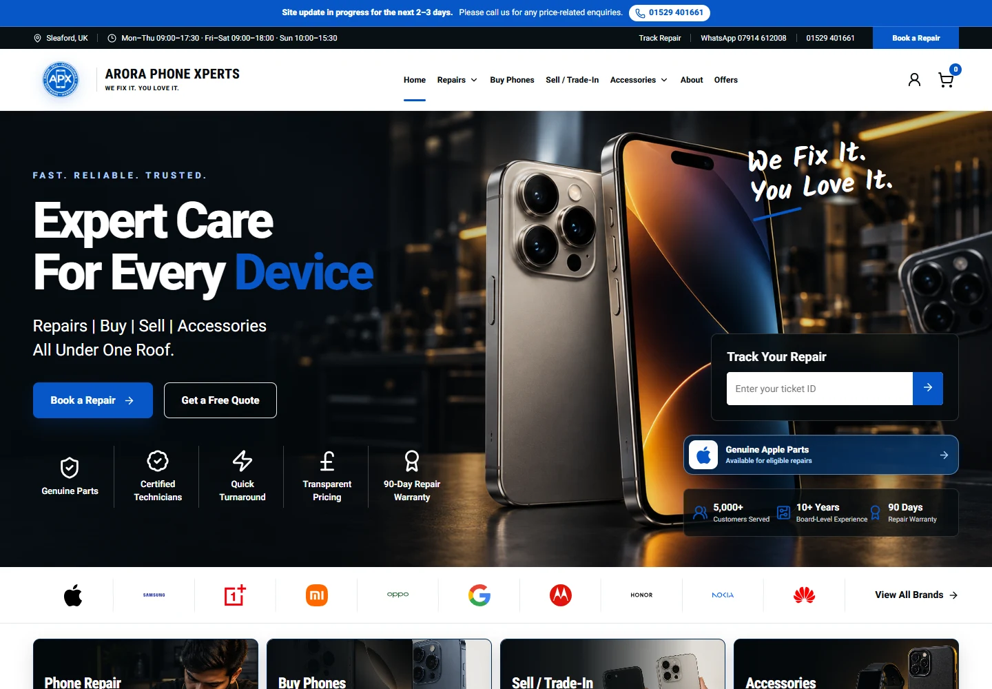 APX REPAIRS desktop website by EHUB