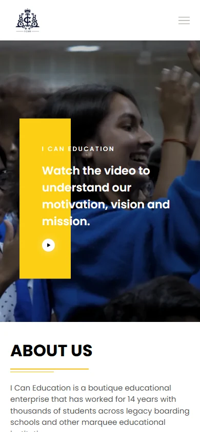 I CAN Education mobile website preview