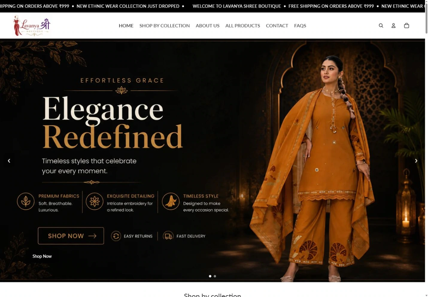 Lavanya Shree Boutique desktop website preview