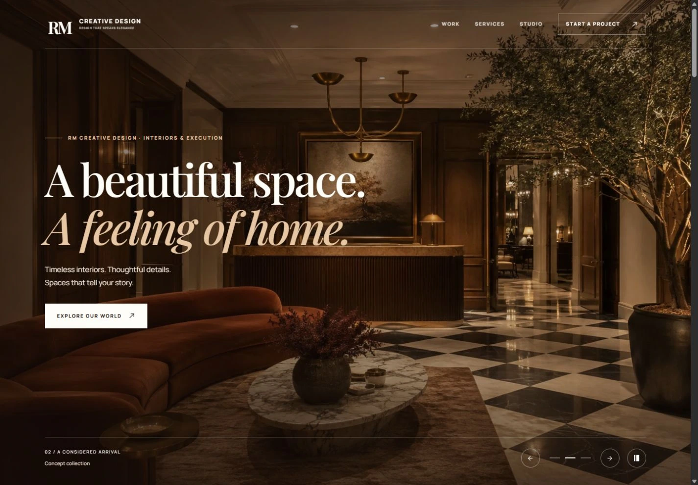 RM Creative Design desktop website preview