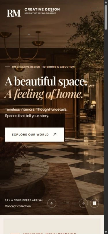 RM Creative Design mobile website preview