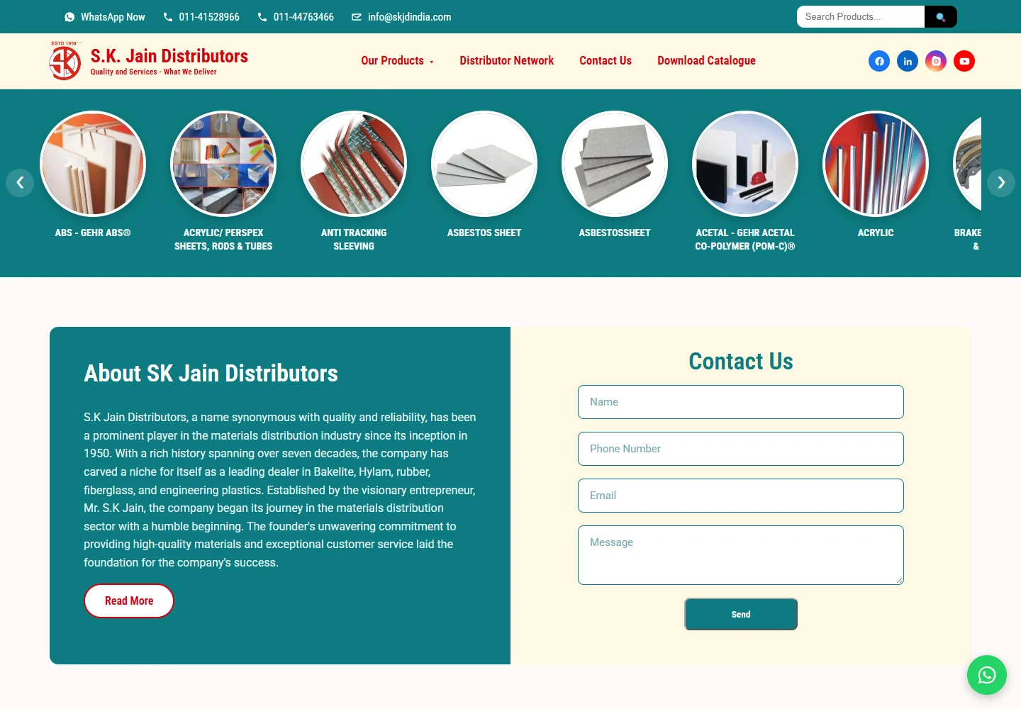 SK Jain Distributors desktop website preview