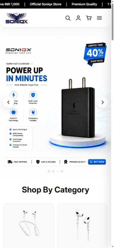 SONIQX mobile website preview